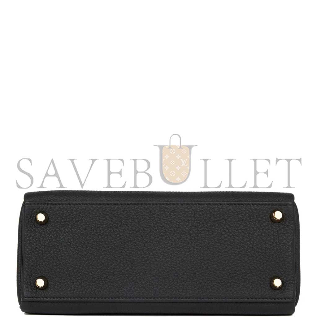 HERMÈS MASTER KELLY 25 RETOURNE BLACK TOGO GOLD HARDWARE (25*17*7cm)
